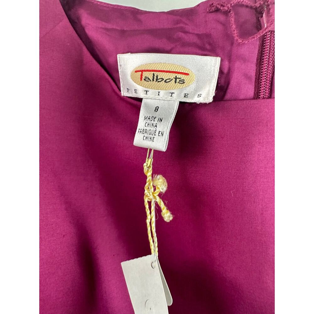 New Talbots 100% Pure Shantung Silk Shift Dress Sleeveless Purple Women's Size 8 - Picture 10 of 15